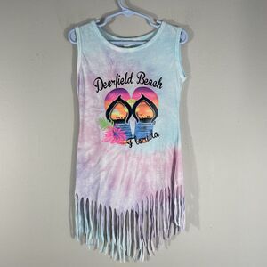 Dreamsicle Girls Dress Sz S Tye Dye T-shirt Dress With Fringe Deerfield Beach FL